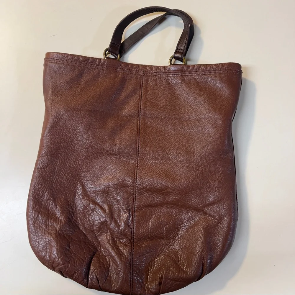 Lucky Brand Cinnamon Brown Leather Convertible ABBEY ROAD Fold Over shoulder Bag
